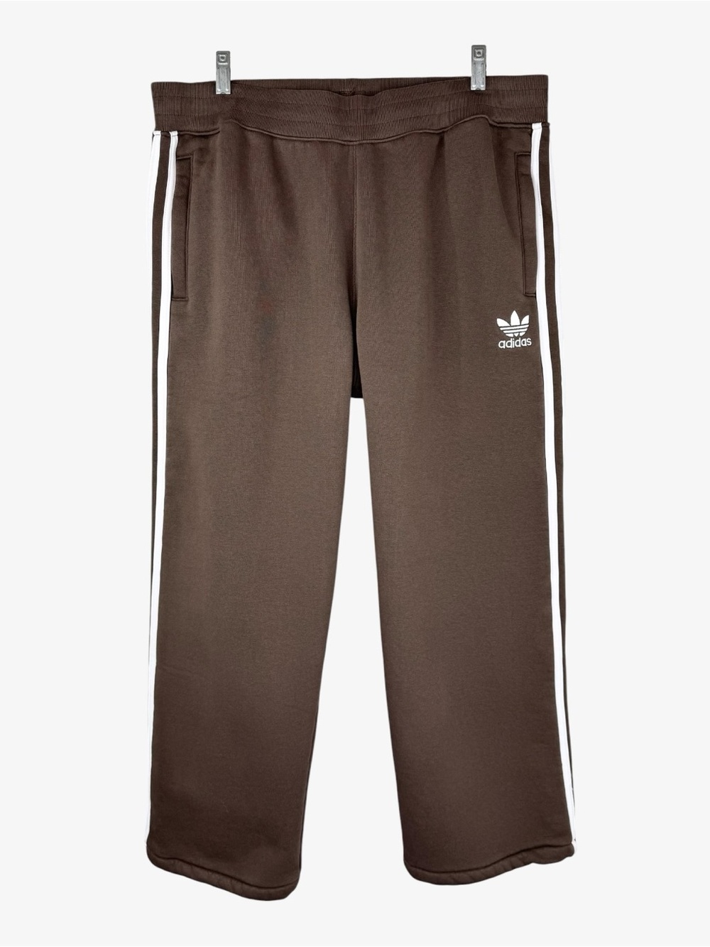 adidas Chocolate Brown Fleece Sweatpants with White Stripes 3XL Baggy 3-stripe